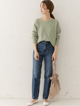 「URBAN RESEARCH DOORS（アーバンリサーチドアーズ）のハイライズデニムパンツ（デニムパンツ）」を使った、DOORS WOMENSさん（レディース・168cm）の冬コーディネート