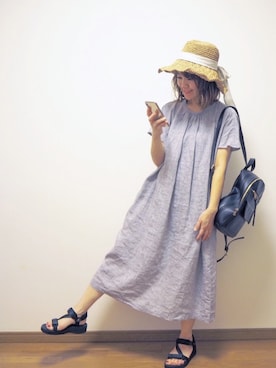 「flower」｜「アイテム（帽子）」を使った、るっこさん（レディース・155cm）の夏コーディネート