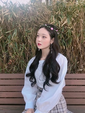 「アイテム（ウィッグ）」を使った、ピンクエイジさん（レディース・165cm）の春コーディネート