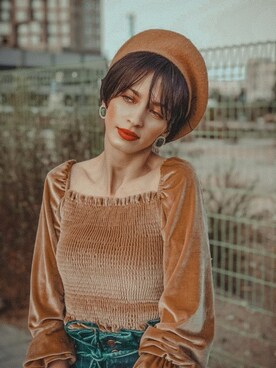 「アイテム（ウィッグ）」を使った、ピンクエイジさん（レディース・168cm）の秋コーディネート