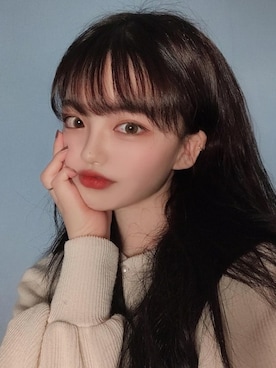 「アイテム（メイクアップ、レッド系）」を使った、ピンクエイジさん（レディース・167cm）の冬コーディネート