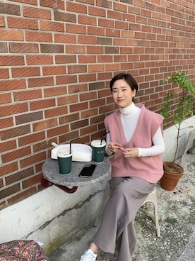 「PINKAGE（ピンクエイジ）のアイテム（メイクアップ）」を使った、ピンクエイジさん（レディース・164cm）の冬コーディネート