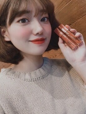 「アイテム（メイクアップ、レッド系）」を使った、ピンクエイジさん（レディース・165cm）の冬コーディネート