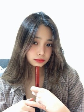 「アイテム（メイクアップ、レッド系）」を使った、ピンクエイジさん（レディース・160cm）の冬コーディネート