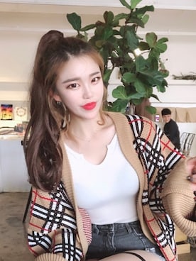 「アイテム（ウィッグ）」を使った、ピンクエイジさん（レディース・163cm）の春コーディネート