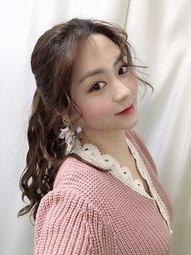 「アイテム（ウィッグ）」を使った、ピンクエイジさん（レディース・160cm）の春コーディネート