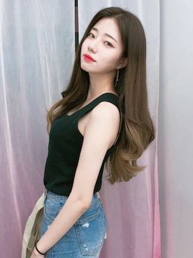 「アイテム（ウィッグ）」を使った、ピンクエイジさん（レディース・163cm）の夏コーディネート