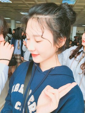 「アイテム（ウィッグ）」を使った、ピンクエイジさん（レディース・164cm）の春コーディネート