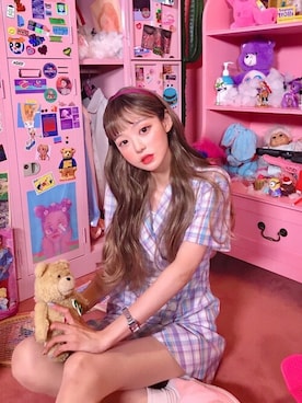 「アイテム（ウィッグ）」を使った、ピンクエイジさん（レディース・161cm）の秋コーディネート