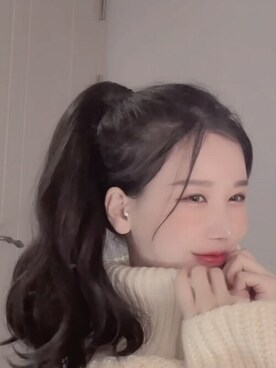 「アイテム（ウィッグ、ブラック系）」を使った、ピンクエイジさん（レディース・163cm）の冬コーディネート