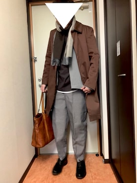 「UNITED TOKYO（ユナイテッドトウキョウ）のアイテム（ノーカラージャケット）」を使った、丸メガネ #相互フォローさん（メンズ・181cm）の冬コーディネート