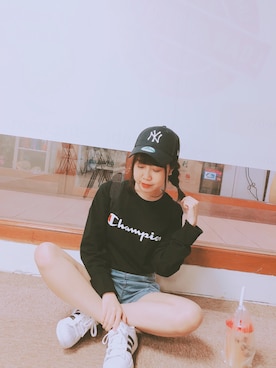 「Champion（チャンピオン）のアイテム（その他アウター）」を使った、fy_149さん（レディース・149cm）の冬コーディネート