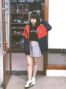 「MLB（メジャーリーグベースボール）のアイテム（その他アウター）」を使った、fy_149さん（レディース・149cm）の春コーディネート