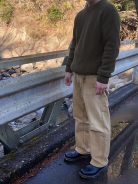 「ZARA（ザラ）のアイテム（ニット/セーター、グリーン系）」を使った、kantaさん（メンズ・168cm）の冬コーディネート