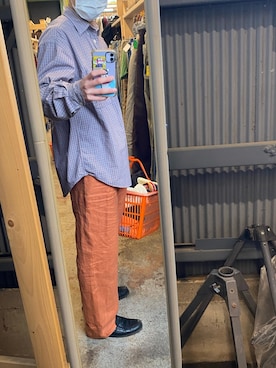 「chuclla（チュクラ）の【chuclla】【2021/SSリネン素材追加】Semi wide color slacks sb-1 sb-4 chw869（スラックス、オレンジ系）」を使った、kantaさん（メンズ・168cm）の春コーディネート