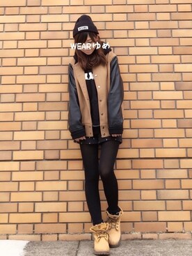 「ZIP FIVE（ジップファイブ）のアイテム（スタジャン）」を使った、ゆめ⑅︎◡̈︎*さん（レディース・155cm）の冬コーディネート