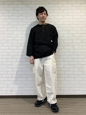 「Rie Miller（リエミラー）のアイテム（カーゴパンツ）」を使った、NOLLEYS MENS stylingさん（メンズ・169cm）の春コーディネート