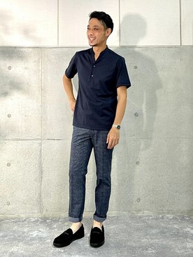 「Stutostein Nolley's（シュテットシュタインノーリーズ）のアイテム（トップス）」を使った、NOLLEYS MENS stylingさん（メンズ・173cm）の夏コーディネート