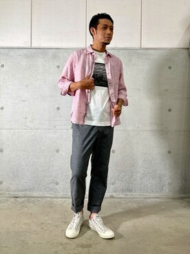 「Stutostein Nolley's（シュテットシュタインノーリーズ）のアイテム（トップス）」を使った、NOLLEYS MENS stylingさん（メンズ・173cm）の夏コーディネート