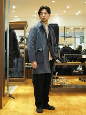「NOLLEY'S goodman（ノーリーズグッドマン）のアイテム（ステンカラーコート）」を使った、NOLLEYS MENS stylingさん（メンズ・174cm）の冬コーディネート