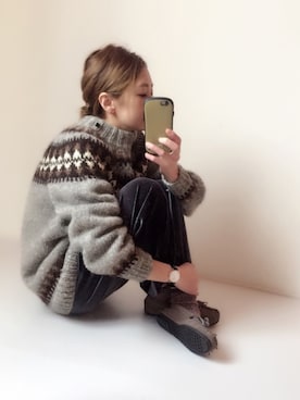 「JOURNAL STANDARD（ジャーナルスタンダード）のベルベット ギャザーパンツ_#（その他パンツ）」を使った、はなこさん（レディース・160cm）の冬コーディネート