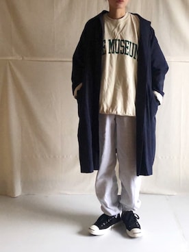 「オーバーコート」｜「アイテム（スウェット）」を使った、はなこさん（レディース・160cm）の春コーディネート