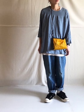 「and wander（アンドワンダー）のアイテム」を使った、はなこさん（レディース・160cm）の春コーディネート