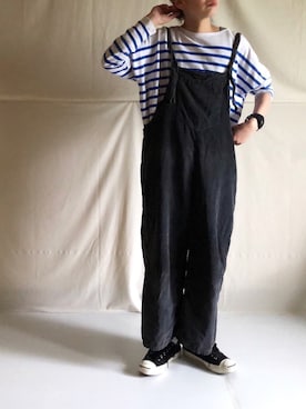 「BEAMS BOY（ビームスボーイ）のBEAMS BOY / ナバルボーダー ビッグ ボートネック カットソー（Tシャツ/カットソー、ブルー系）」を使った、はなこさん（レディース・160cm）の春コーディネート