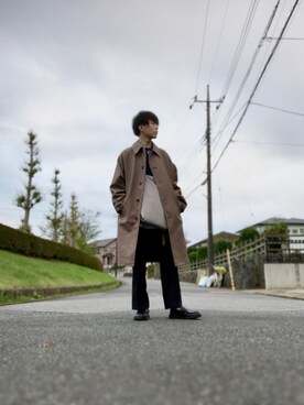 「アイテム（ステンカラーコート）」を使った、しゅんさん（メンズ・170cm・20代）の秋コーディネート
