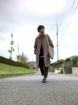 「アイテム（ステンカラーコート）」を使った、しゅんさん（メンズ・170cm・20代）の秋コーディネート