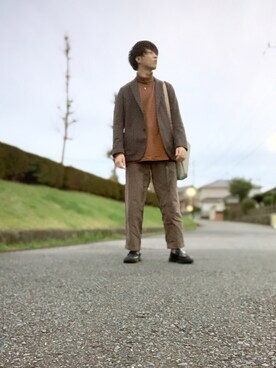 「ストレートパンツ」｜「アイテム（その他アウター）」を使った、しゅんさん（メンズ・170cm）の秋コーディネート