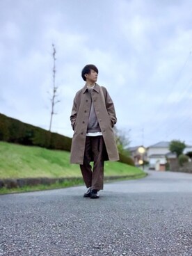 「アイテム（ステンカラーコート）」を使った、しゅんさん（メンズ・170cm・20代）の秋コーディネート