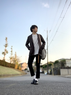 「ガンクラブチェック」｜「アイテム（その他アウター）」を使った、しゅんさん（メンズ・170cm）の秋コーディネート