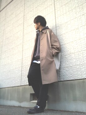 「アイテム（ステンカラーコート）」を使った、しゅんさん（メンズ・170cm・20代）の秋コーディネート