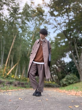 「アイテム（ステンカラーコート）」を使った、しゅんさん（メンズ・170cm・20代）の秋コーディネート