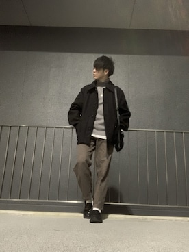 「ストレートパンツ」｜「アイテム（その他アウター）」を使った、しゅんさん（メンズ・170cm）の冬コーディネート
