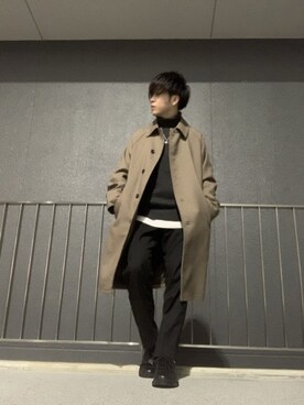 「アイテム（ステンカラーコート）」を使った、しゅんさん（メンズ・170cm・20代）の冬コーディネート
