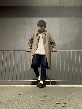 「アイテム（ステンカラーコート）」を使った、しゅんさん（メンズ・170cm・20代）の冬コーディネート