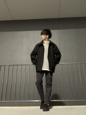 「UNIQLO（ユニクロ）のタートルネックT（長袖）（Tシャツ/カットソー）」を使った、しゅんさん（メンズ・170cm）の冬コーディネート