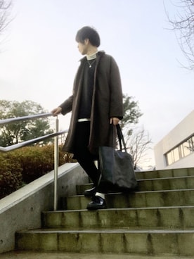 「アイテム（ステンカラーコート）」を使った、しゅんさん（メンズ・170cm・20代）の冬コーディネート
