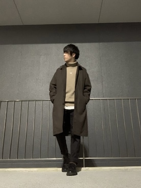 「アイテム（ステンカラーコート）」を使った、しゅんさん（メンズ・170cm・20代）の冬コーディネート