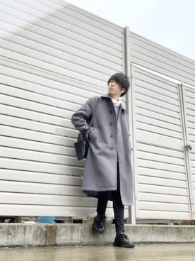 「アイテム（ステンカラーコート）」を使った、しゅんさん（メンズ・170cm・20代）の冬コーディネート