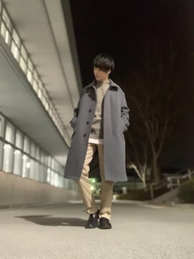 「アイテム（ステンカラーコート）」を使った、しゅんさん（メンズ・170cm・20代）の冬コーディネート