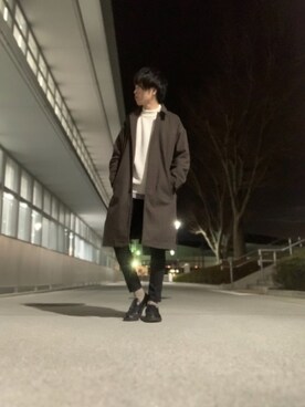 「アイテム（ステンカラーコート）」を使った、しゅんさん（メンズ・170cm・20代）の冬コーディネート