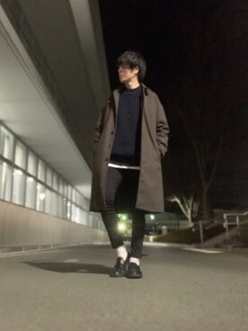 「アイテム（ステンカラーコート）」を使った、しゅんさん（メンズ・170cm・20代）の冬コーディネート