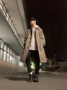 「アイテム（ステンカラーコート）」を使った、しゅんさん（メンズ・170cm・20代）の春コーディネート
