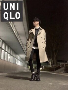 「UNIQLO（ユニクロ）のタートルネックT（長袖）（Tシャツ/カットソー）」を使った、しゅんさん（メンズ・170cm）の冬コーディネート