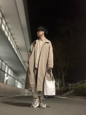 「アイテム（ステンカラーコート）」を使った、しゅんさん（メンズ・170cm・20代）の春コーディネート