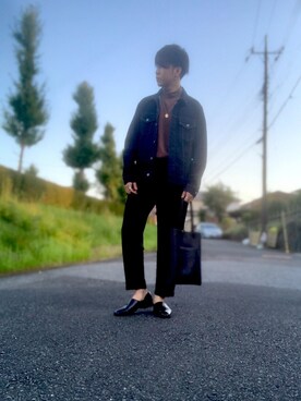 「UNIQLO（ユニクロ）のエアリズムコットンオーバーサイズTシャツ（5分袖）（Tシャツ/カットソー）」を使った、しゅんさん（メンズ・170cm・20代）の秋コーディネート