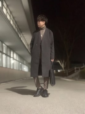 「ワイドスラックス」｜「アイテム（その他アウター）」を使った、しゅんさん（メンズ・170cm）の冬コーディネート